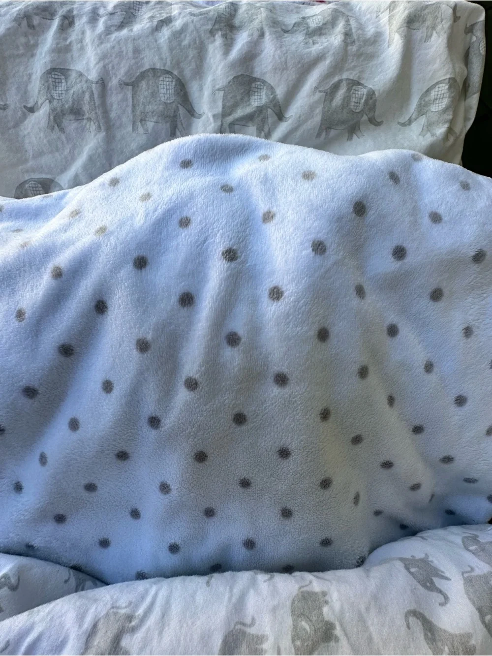 Pottery Barn Kids Baby Crib Bedding with Elephants, Polka Dot Prints & Santa
